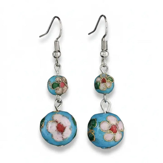 Artisan Enamel and Filigree Drop Earrings