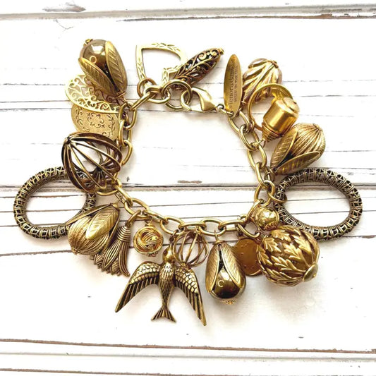 Vintage Inspired Gilded Charm Bracelet