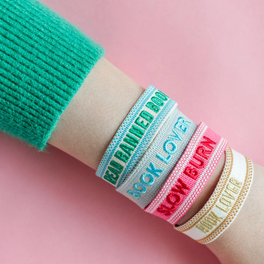 Read Banned Books Embroidered Bracelets