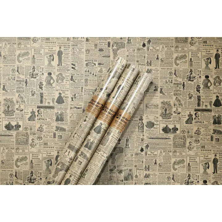 Victorian Advertisements Wrapping Paper Set 3 Sheet Roll