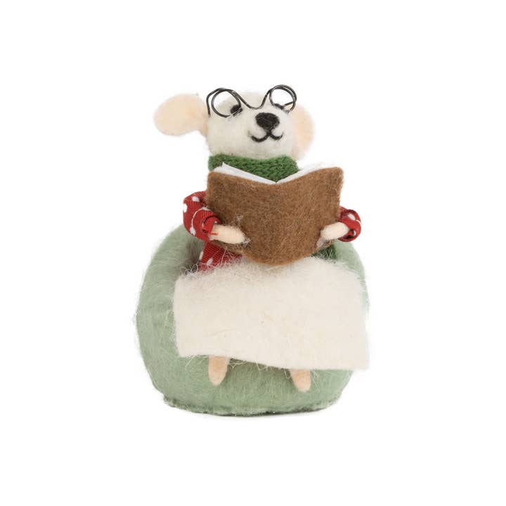 Felt Mouse in Chair Ornament