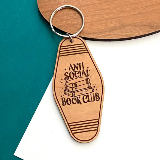 Book Reader Motel Keychain "Antisocial Book Club"