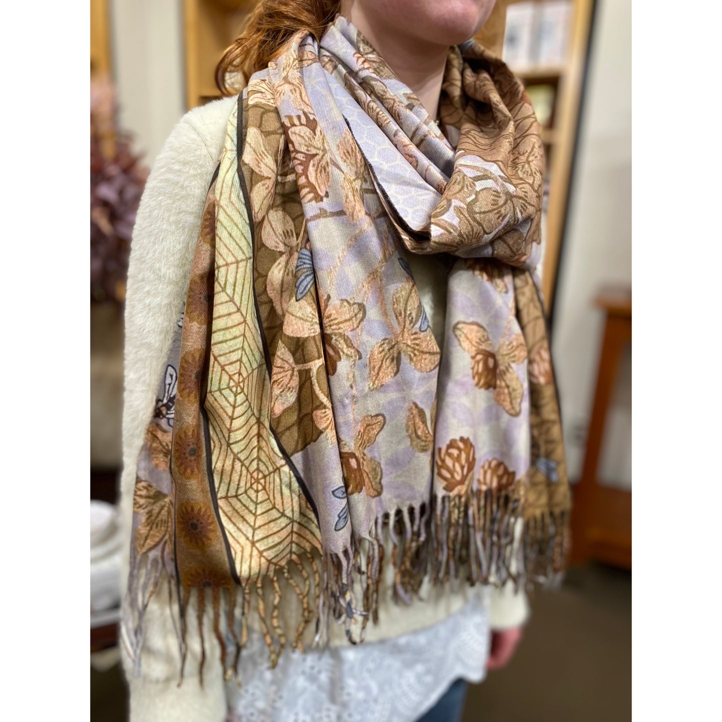 Candace Wheeler "Bees With Honeycomb" Blanket Scarf