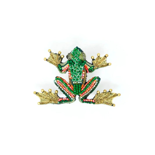 Green Flying Frog Pin