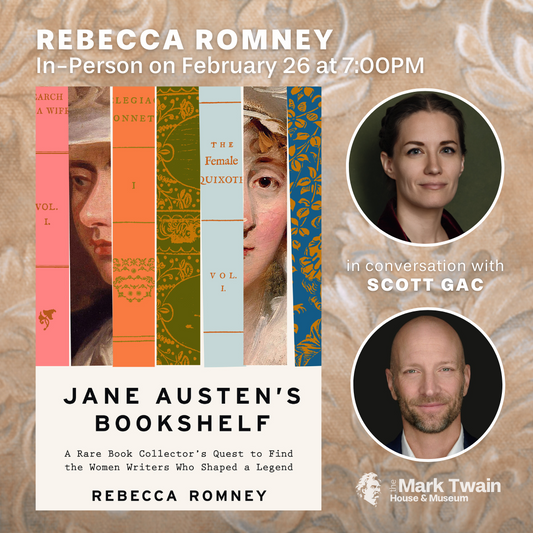 Rebecca Romney in conversation with Scott Gac at the Mark Twin House & Museum on February 26 at 7:00pm