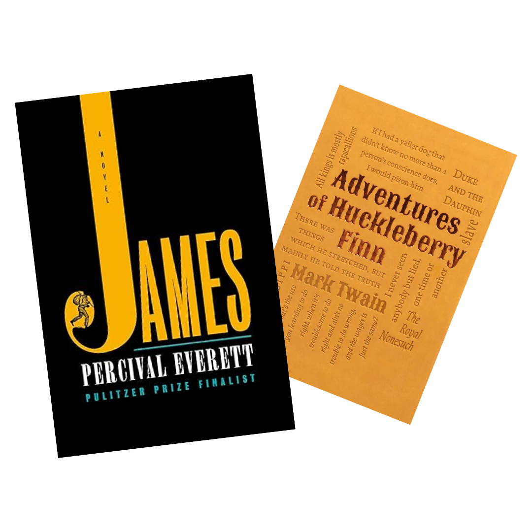 signed copy of James by Percival Everett and Adventures of Huckleberry Finn, longlist for Booker Prize