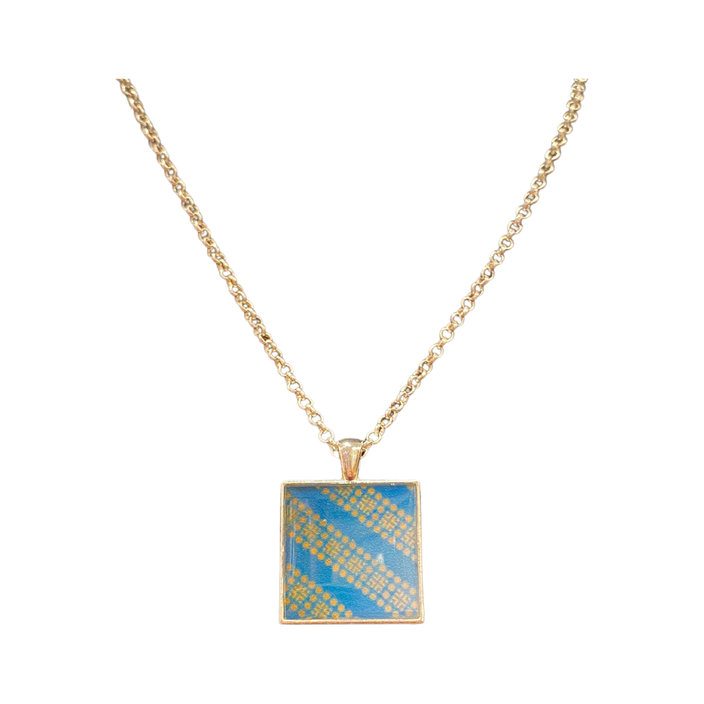 Library Stencil Square Pendant on Chain