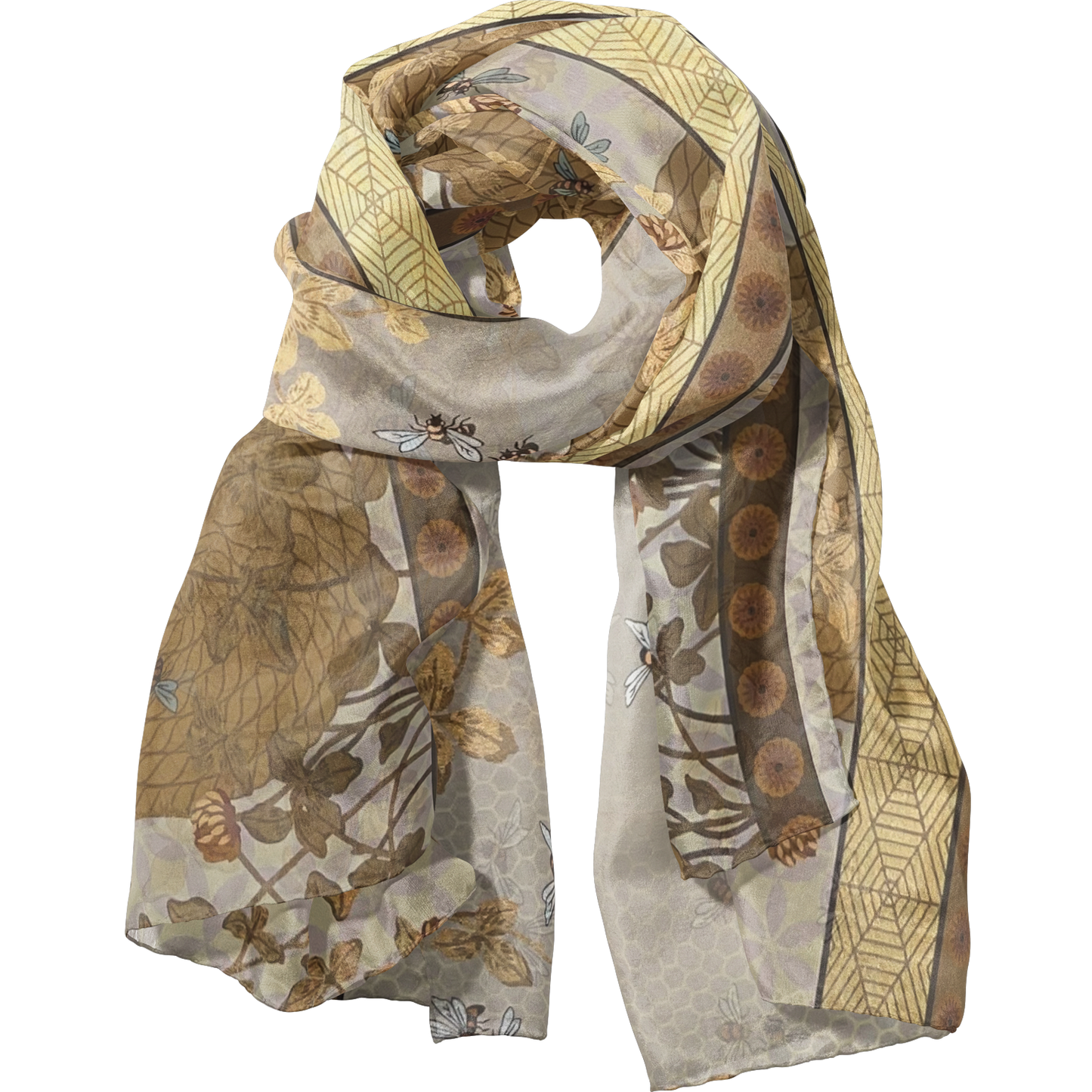 Candace Wheeler "Bees With Honeycomb" Scarf-Polyester