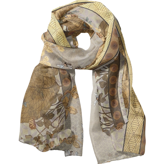 Candace Wheeler "Bees With Honeycomb" Scarf-Polyester