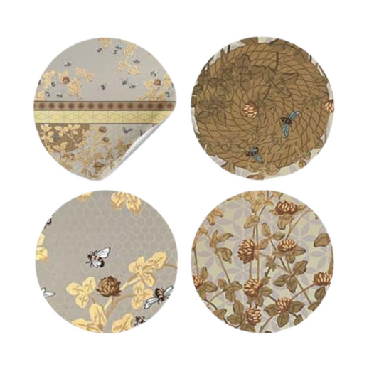 Candace Wheeler "Bees With Honeycomb" Coaster Set