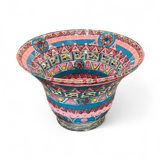 Large Decorative Glass Bowl Designed with Polymer Clay