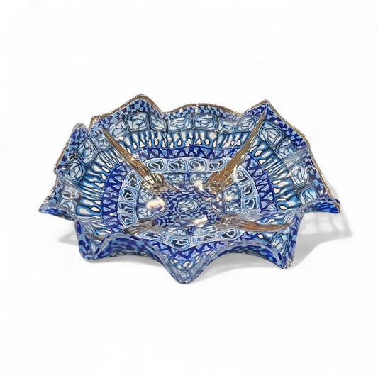 Footed Glass Fruitbowl decorated with Polymer Clay