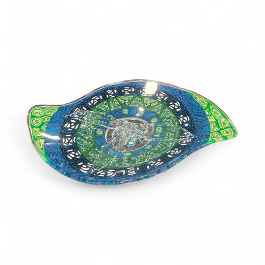 Glass Relish Tray Decorated with Polymer Clay