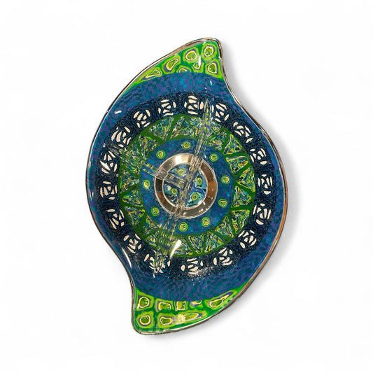 Glass Relish Tray Decorated with Polymer Clay