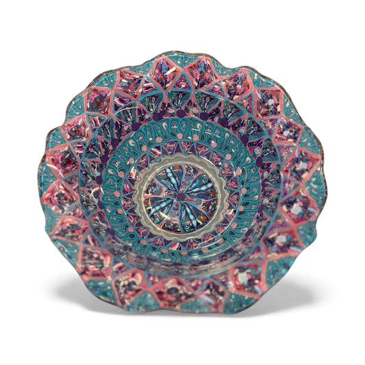 Multi-Color Glass Candy Dish Handmade by Barara Levy