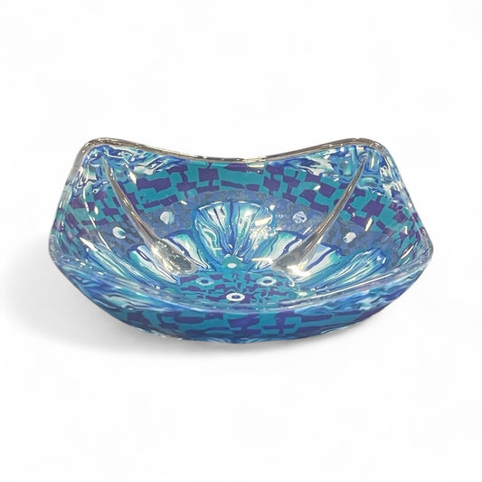 Small Glass Bowl Hand Decorated with Polymer Clay