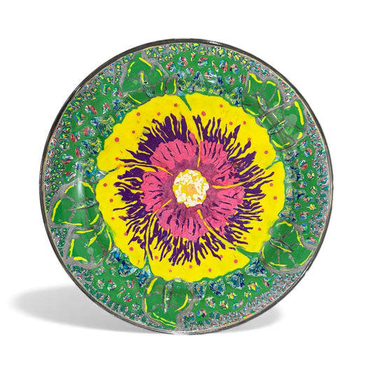 Colorful Glass Platter Decorated by Barbara Levy