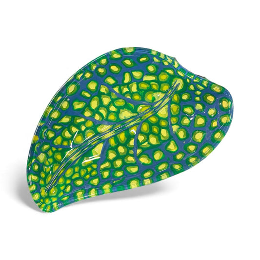 Green & Yellow Leaf-Shaped Glass Candy Dish – Nature-Inspired Elegance