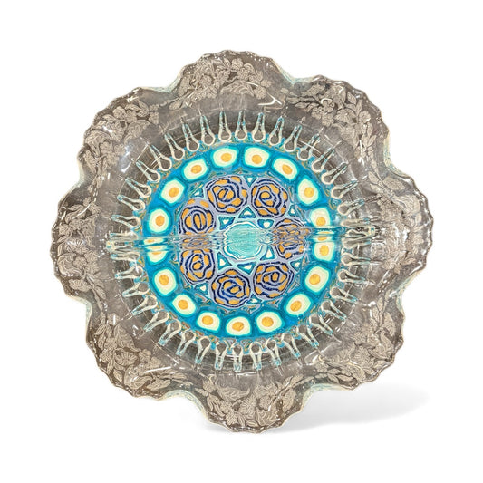 Scalloped Glass Candy Dish with Etched Rim – Artisan Elegance