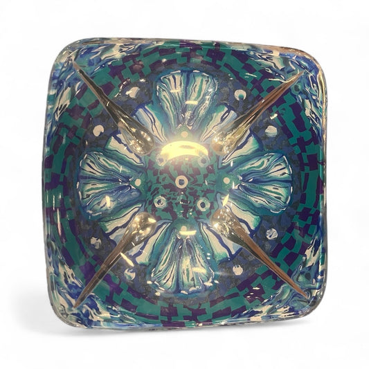 Small Glass Bowl Hand Decorated with Polymer Clay