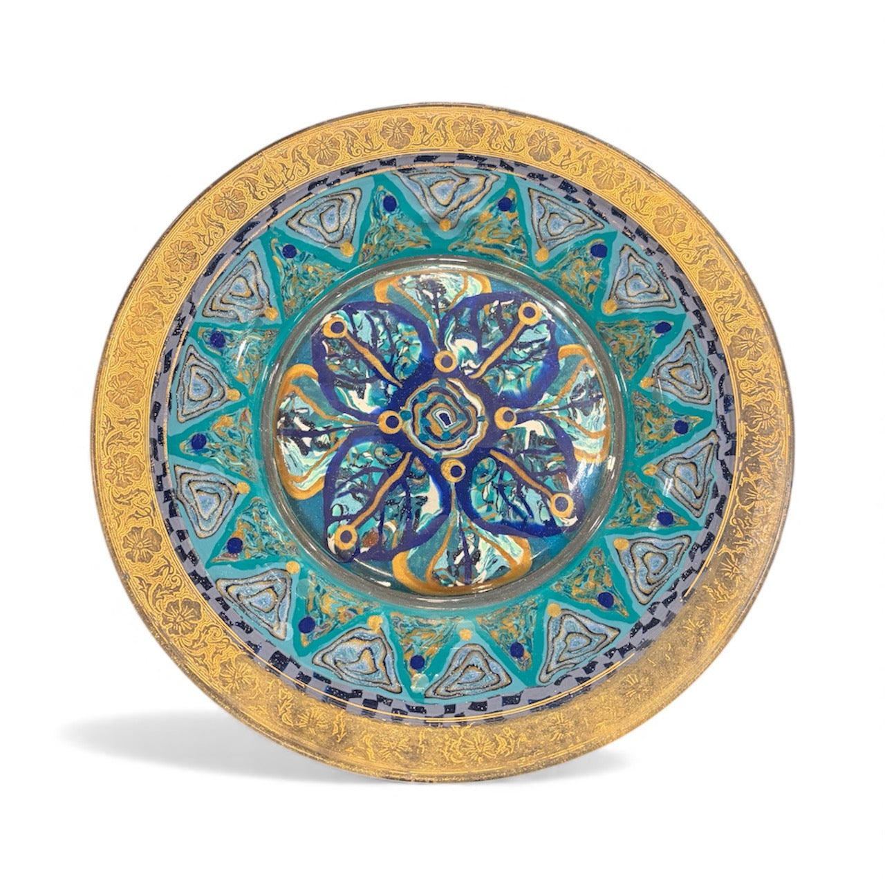 Small Glass Plate with Gold Rim by Barbara Levy