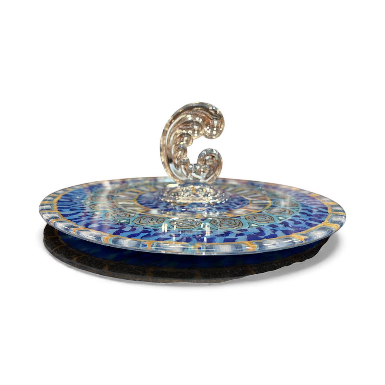 Glass Canopy Dish Decorated by Barbara Levy