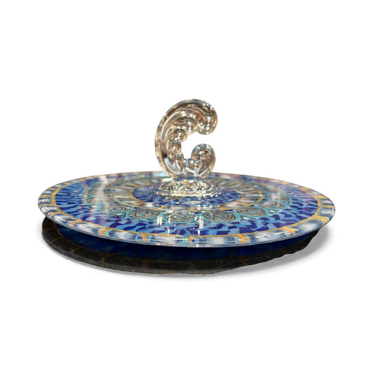 Glass Canopy Dish Decorated by Barbara Levy