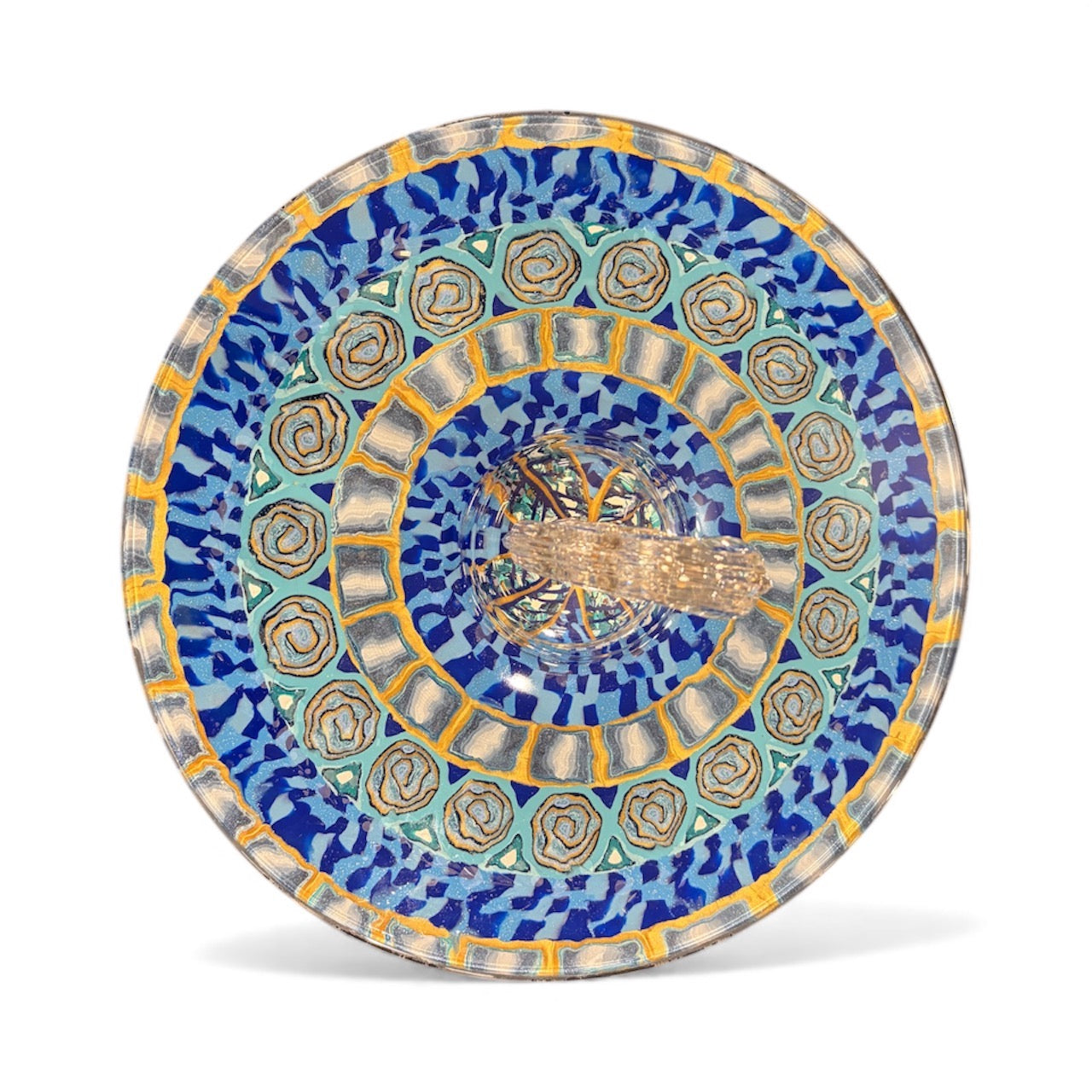 Glass Canopy Dish Decorated by Barbara Levy