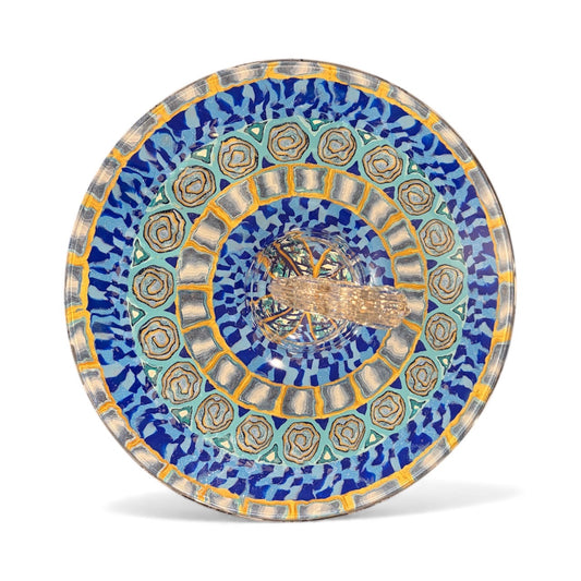 Glass Canopy Dish Decorated by Barbara Levy