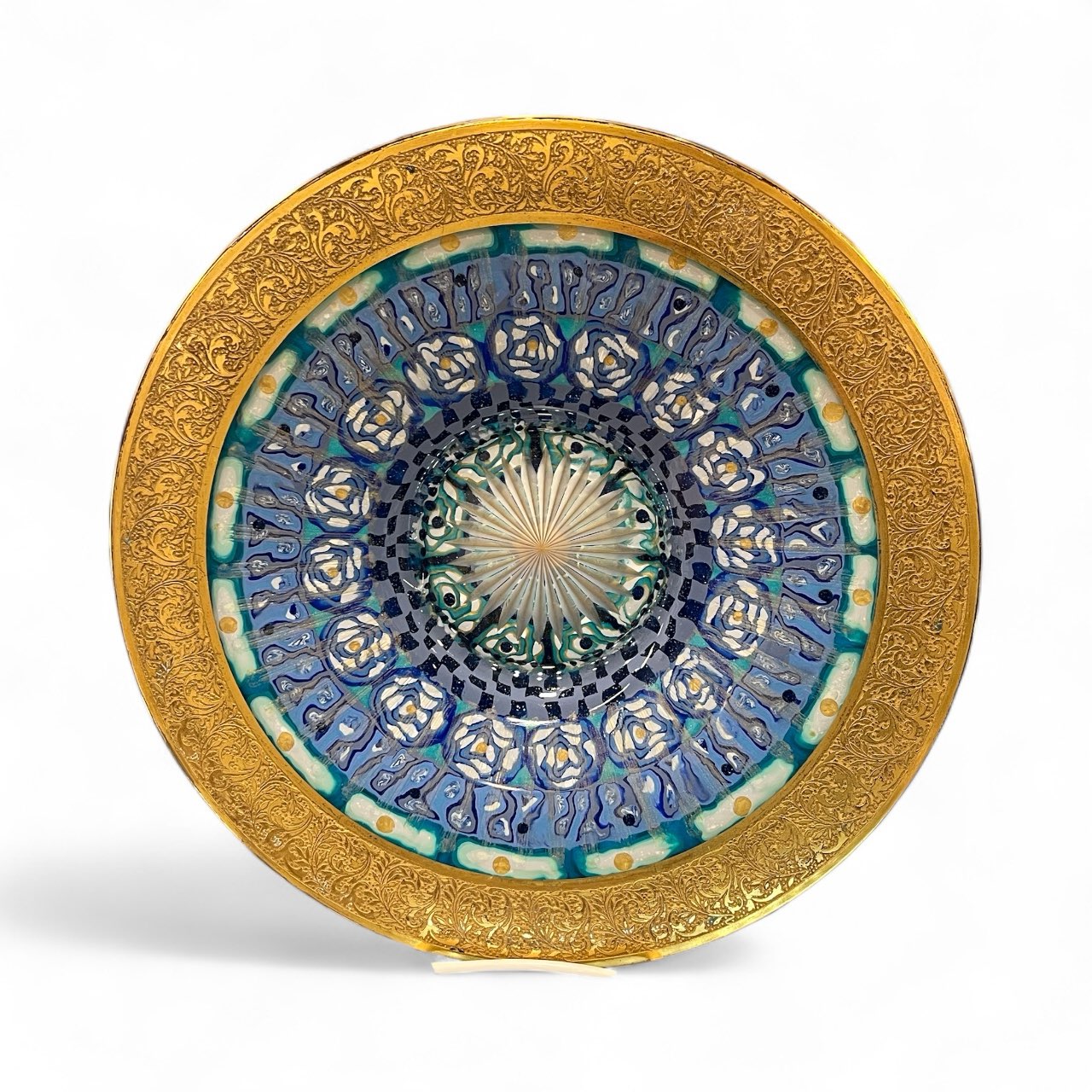 Decorative Glass Plate with Gold Rim