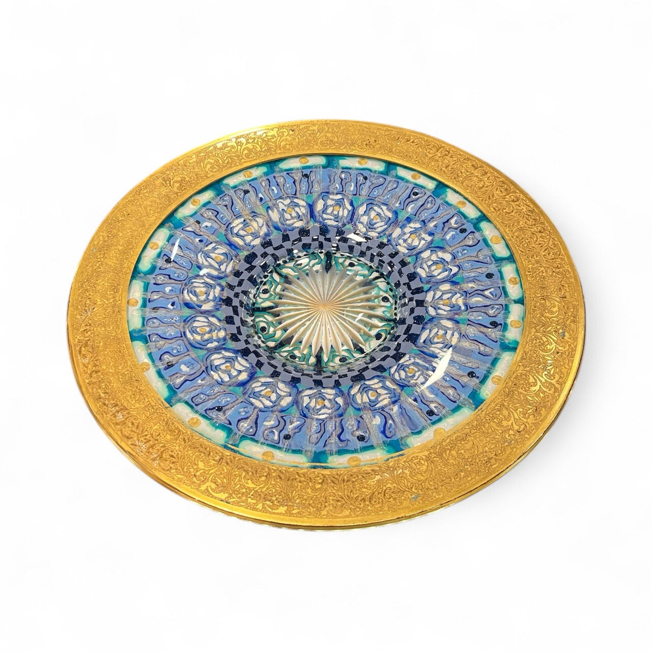 Decorative Glass Plate with Gold Rim