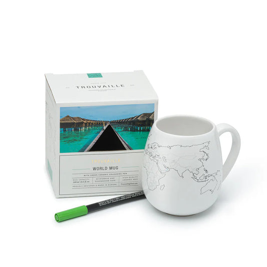 World Map Color In Mug With Ceramic Pen