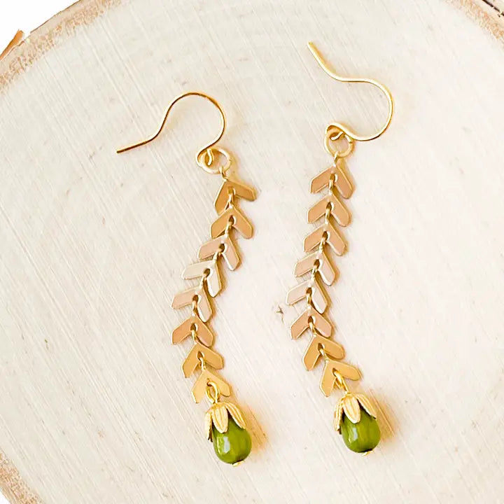 Long Gold Chevron Earrings