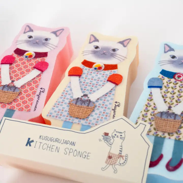 Kusuguru Japan Decorative Kitchen Sponges - Set of 3 (set A)