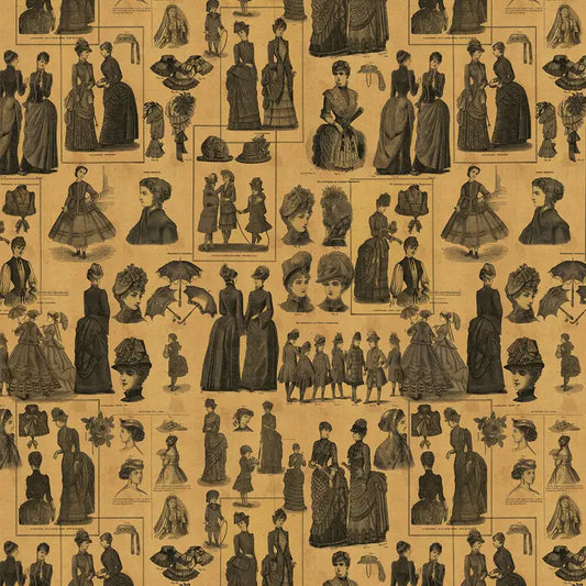 Victorian Fashion Illustration Wrapping Paper 3 Sheet Rolls