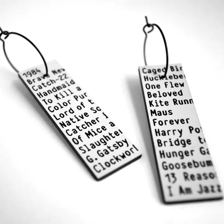 'Banned Books' Earrings - Hoops