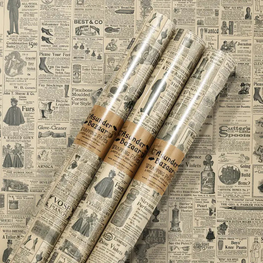 Victorian Advertisements Wrapping Paper Set 3 Sheet Roll