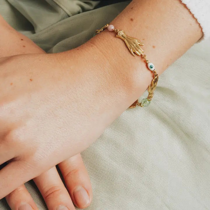 Adjustable Pastel and Flower Charm Bracelet For Spring