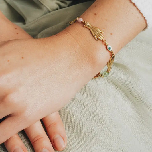 Adjustable Pastel and Flower Charm Bracelet For Spring