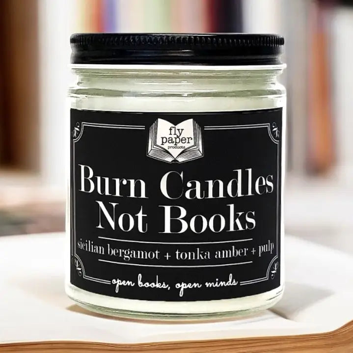 Burn Candles Not Books 9oz Glass Candle Bergamot + Amber