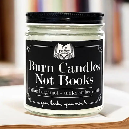 Burn Candles Not Books 9oz Glass Candle Bergamot + Amber