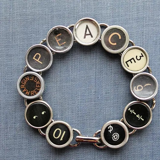 Peace Typewriter Key Bracelet