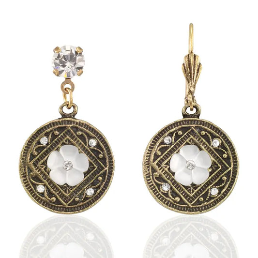 Heirloom Inspired Crystal Medallion Earrings