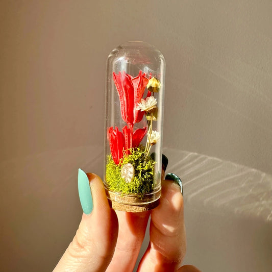 Love Potion Mini Glass Cloche Terrarium Floral Diorama