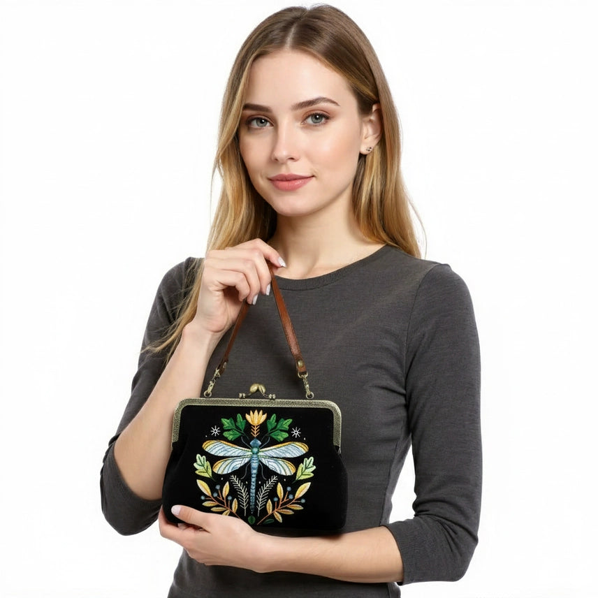 Dragonfly Vintage Kisslock Bag
