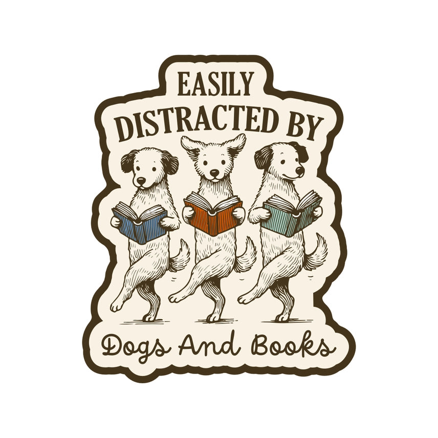 Easilly Distracted by Dogs and Books Sticker