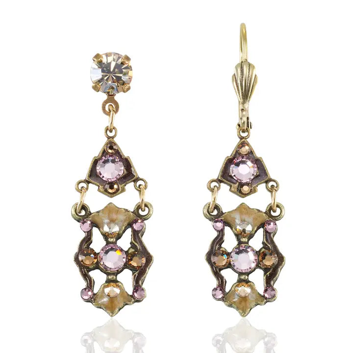 Shimmering Pink Crystal Earrings
