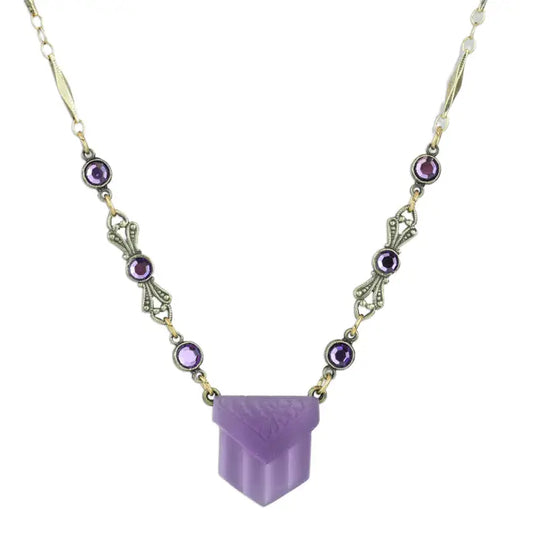Purple Chevron Crystal Necklace