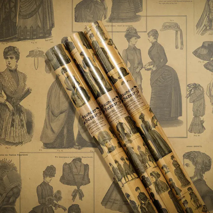 Victorian Fashion Illustration Wrapping Paper 3 Sheet Rolls