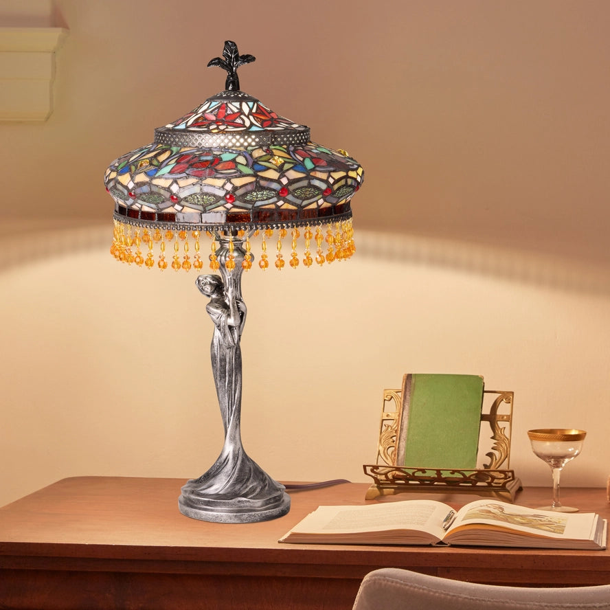 Parisian Antique Silver Bell Shade Novelty Table Lamp